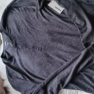 Sonoma Goods for Life Dark Heather Grey Gray Long Sleeve Henley Sleepwear Shirt